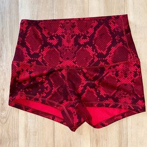 Red high-waisted lulu boogie shorts